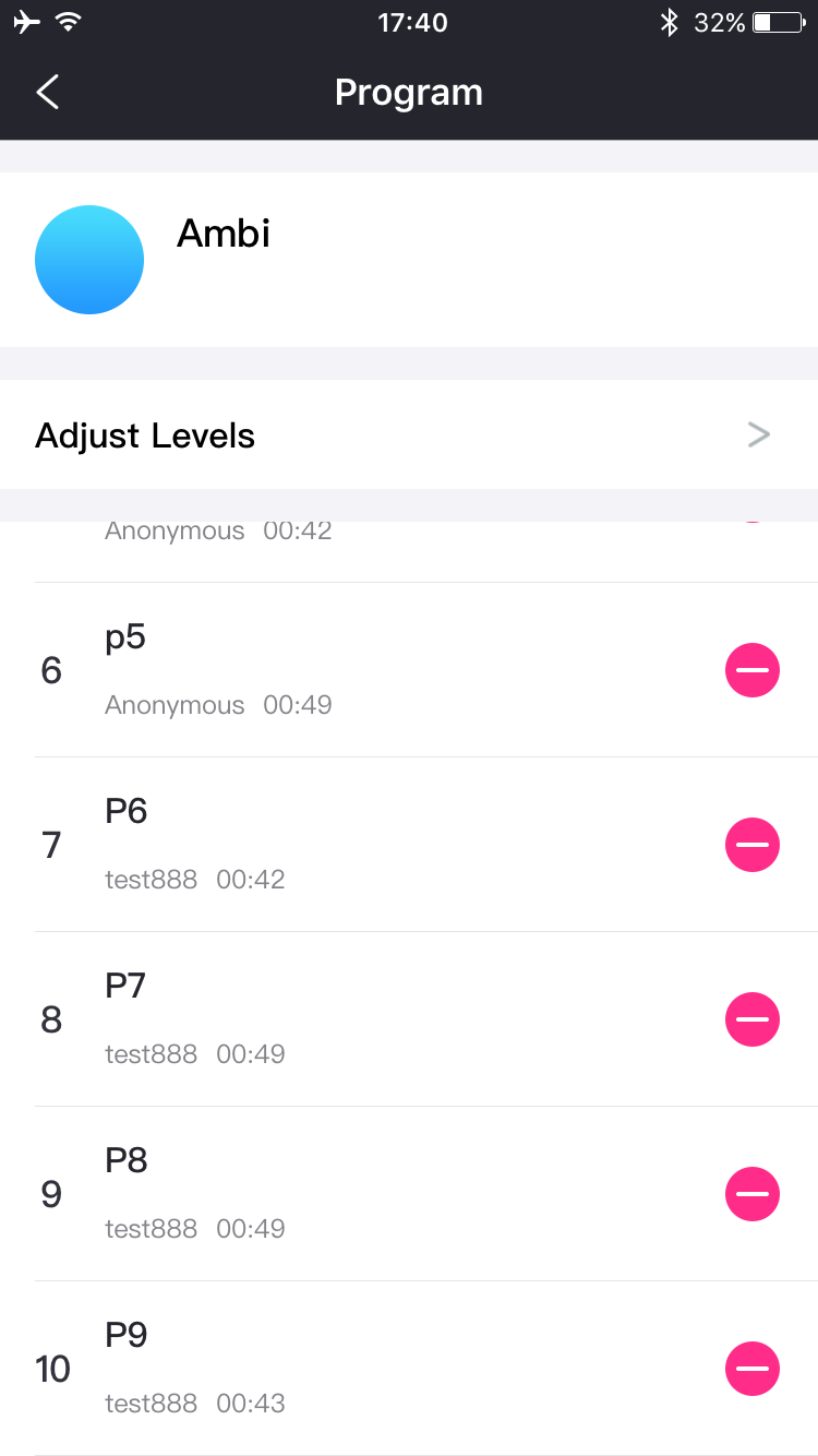 Schermafbeelding van de Lovense Remote-app Tot 10 patronen