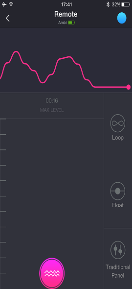 Schermafbeelding van de Lovense Remote-app Tik en schuif de afstandsbediening.